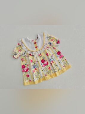 Vintage Little Princess Floral Lace Collar Dress | 18 Months